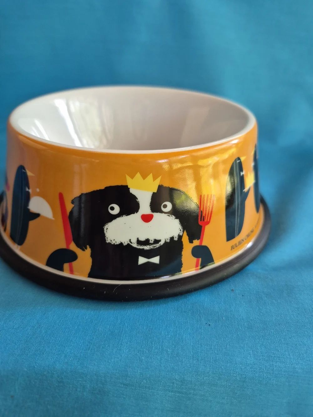 Private Club Dog Bowl Stoneware Non Slip Ring Water Food by Julien Chung